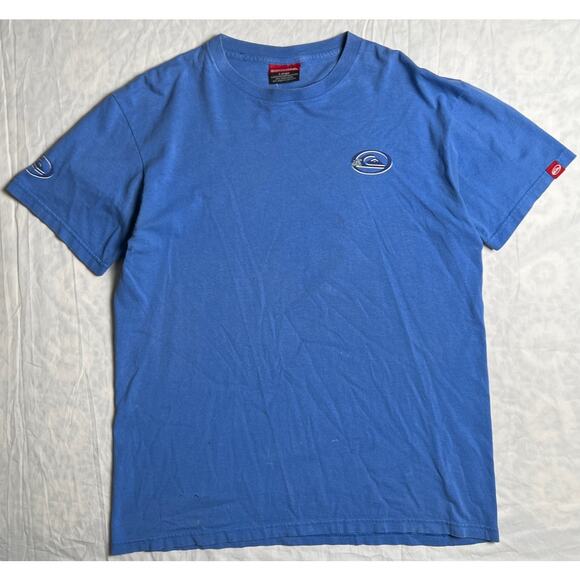 Vintage Quiksilver Surf Big Logo Size large Cotton T-shirt Blue - Picture 2 of 7